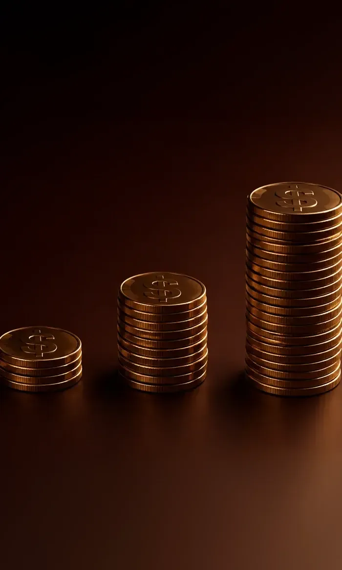Growing stacks of coins