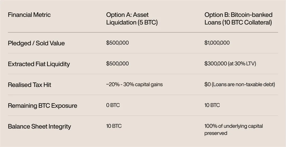 Bitcoin loan strategy table 2