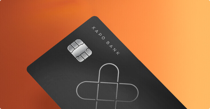 Close-up image illustrating Xapo Bank's premium metal card.