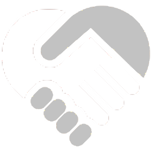 Grey heart-shaped handshake illustration symbolizing mutual agreement, charitable partnerships, community support, and strong client relationships.
