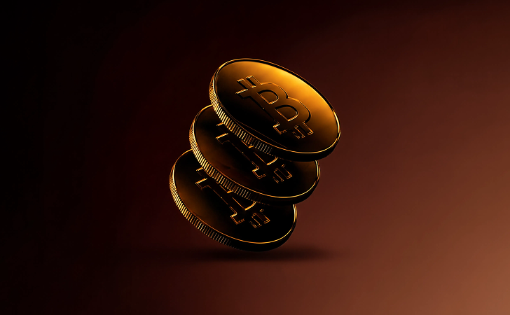3d Render of Bitcoins stacking
