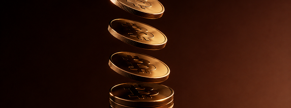 3d Render of Bitcoins stacking