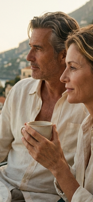 Couple enjoying their holiday outside