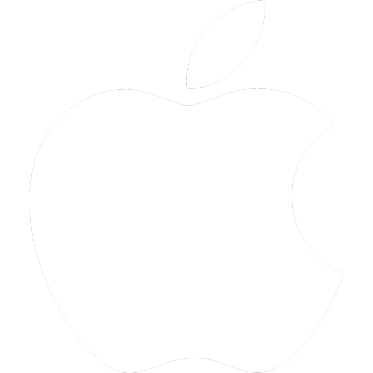 White Apple company logo emblem, representing iOS mobile applications, consumer electronics branding, macOS desktop software computing, and premium tech hardware development.