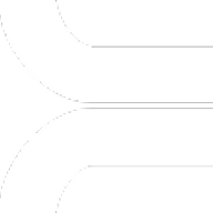 Abstract vector line icon showing a split pathway design with straight horizontal lanes curving outward, ideal for modern tech user interface elements, road mapping symbols, or data flow diagrams.