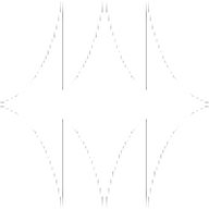 A minimalist geometric pattern on a white background, featuring thin grey dashed lines that flare symmetrically outward from straight vertical lines, creating abstract diamond and diamond-like pillar shapes.